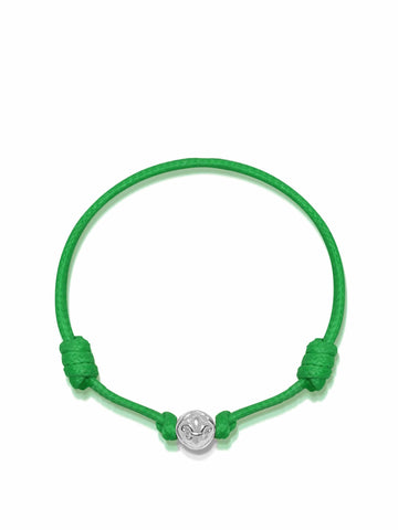 Nialaya Men's String Bracelet Green String Bracelet with Silver MST_079